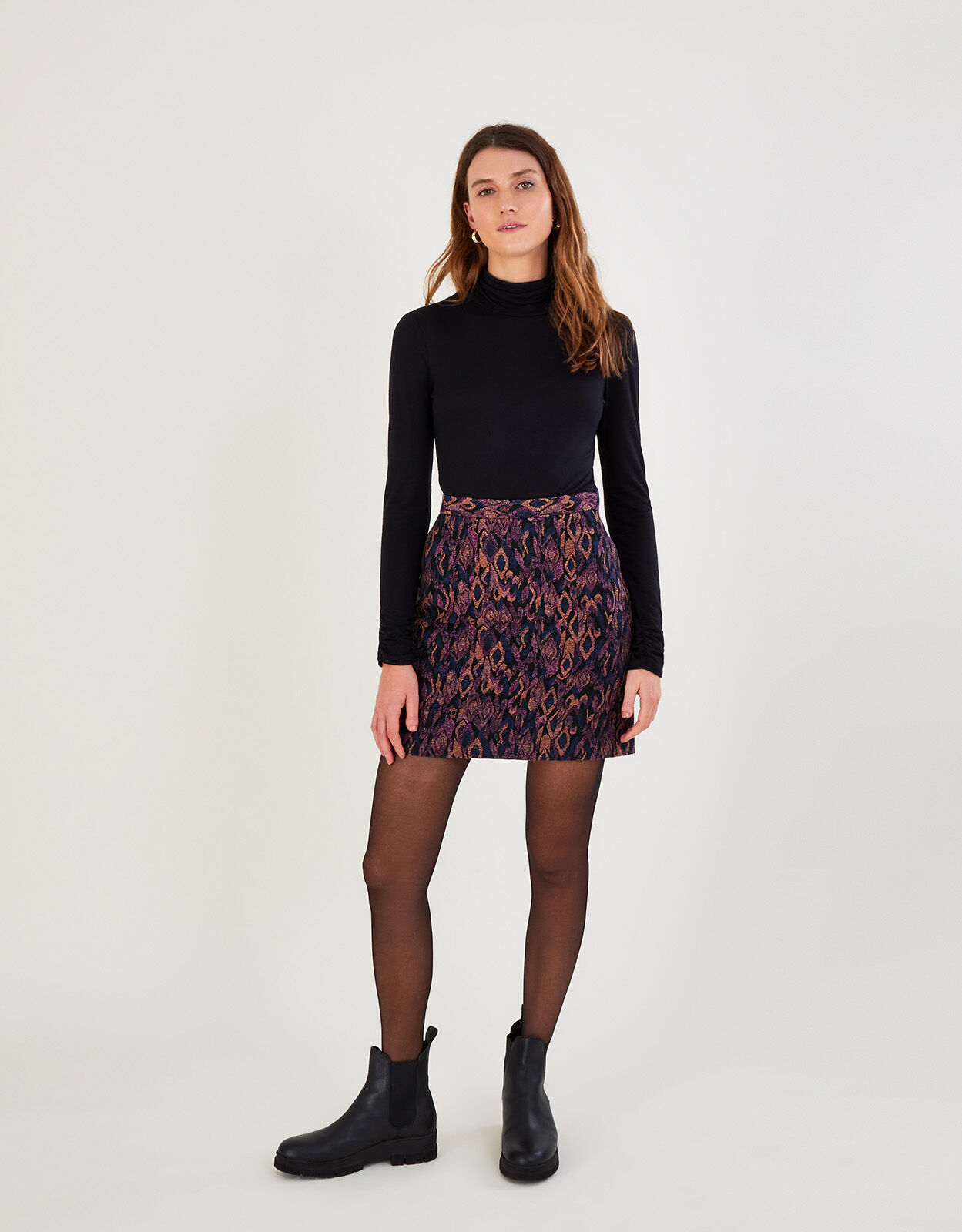 Metallic jacquard shop skirt