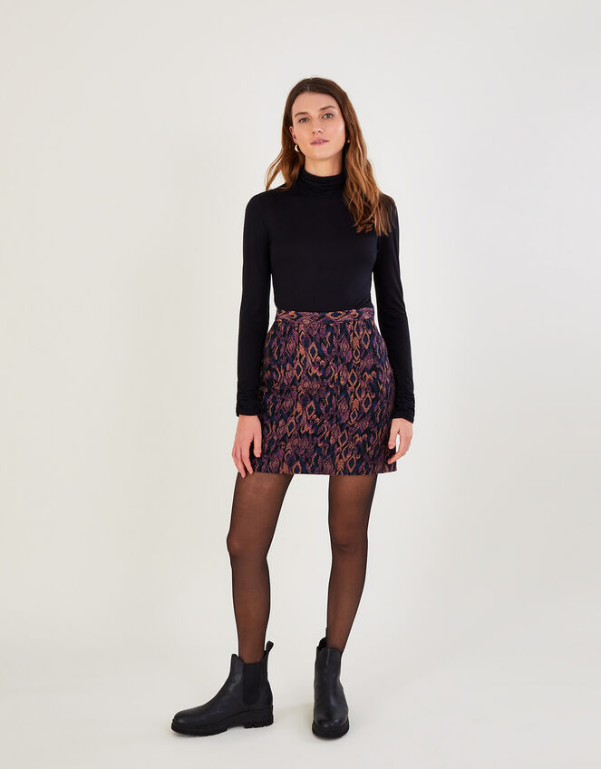 Joanne Metallic Jacquard Skirt, Purple (PURPLE), large