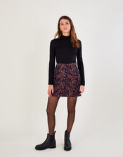 Joanne Metallic Jacquard Skirt, Purple (PURPLE), large