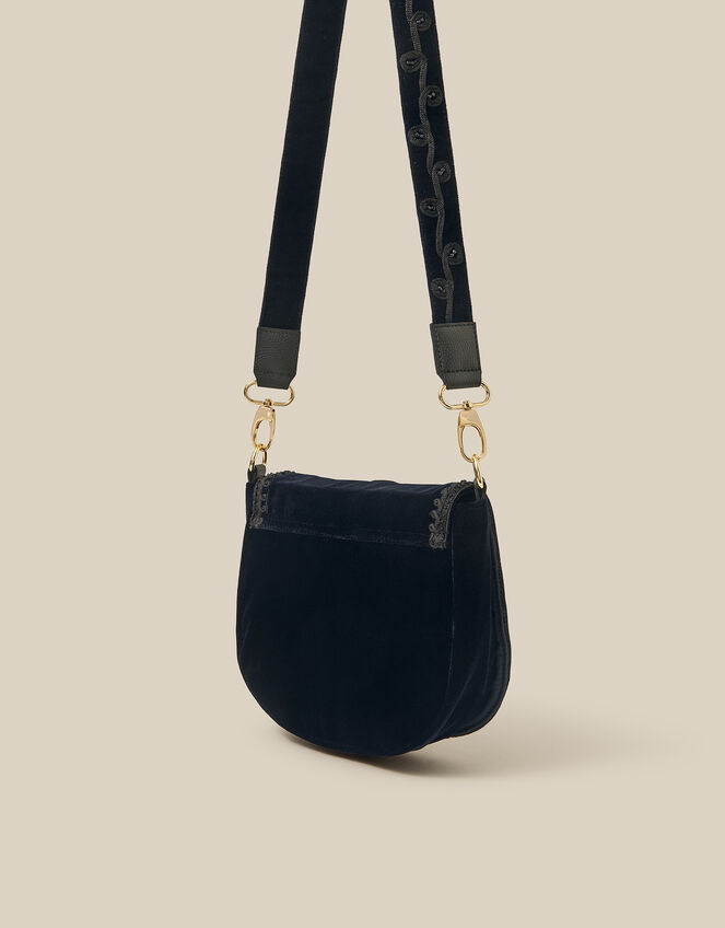 Dori Embroidered Velvet Saddle Crossbody Bag, , large