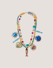 Fish Charm Bead Layered Necklace, , large