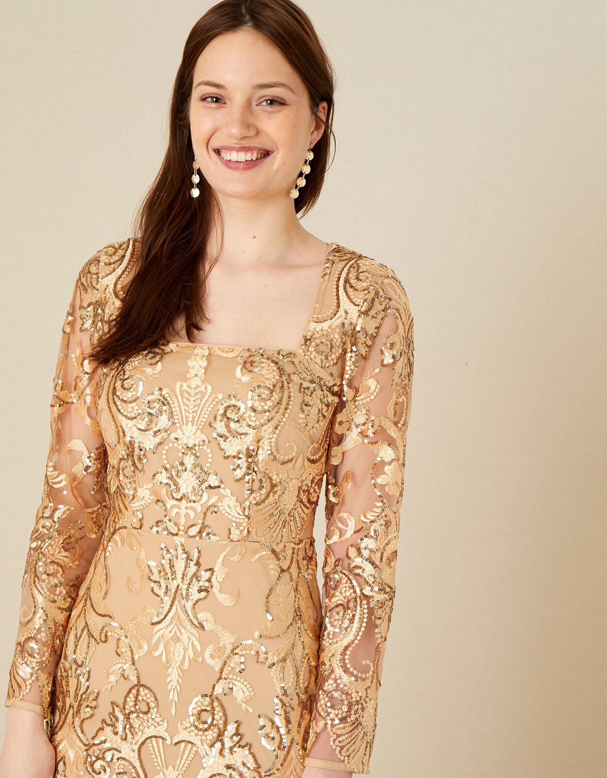 Monsoon gold maxi dress on sale