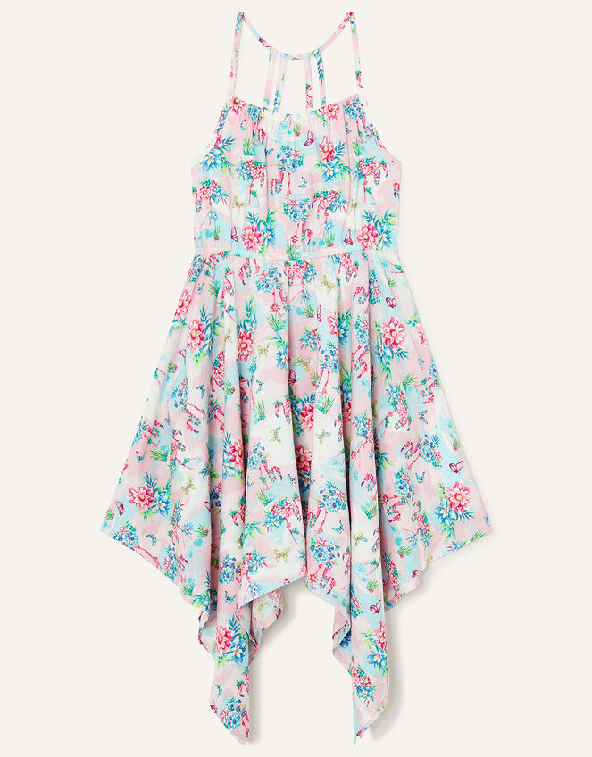 Flamingo Hanky Hem Strappy Maxi Dress, Pink (PINK), large