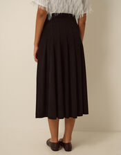 Sonja Pleated Corduroy Midi Skirt, Black (BLACK), large