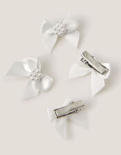 4-Pack Mini Pearl Bow Hair Clips, , large