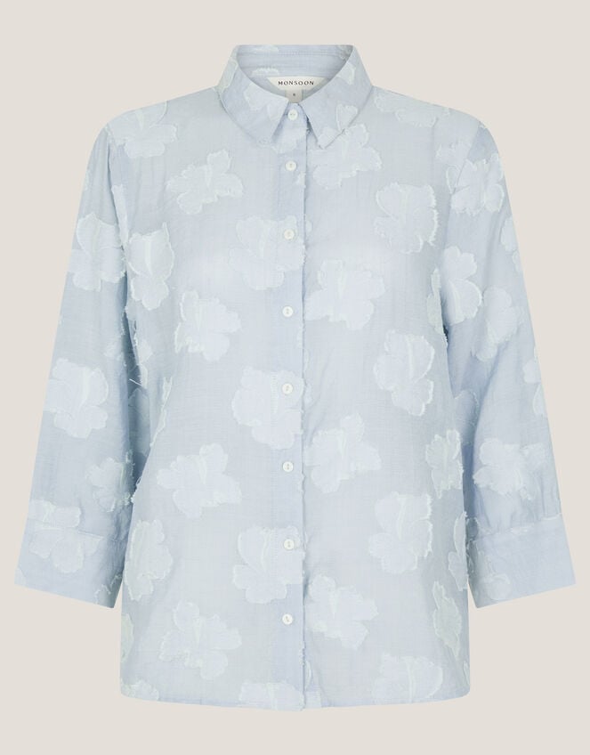 Ayla Floral Jacquard Shirt, Blue (BLUE), large
