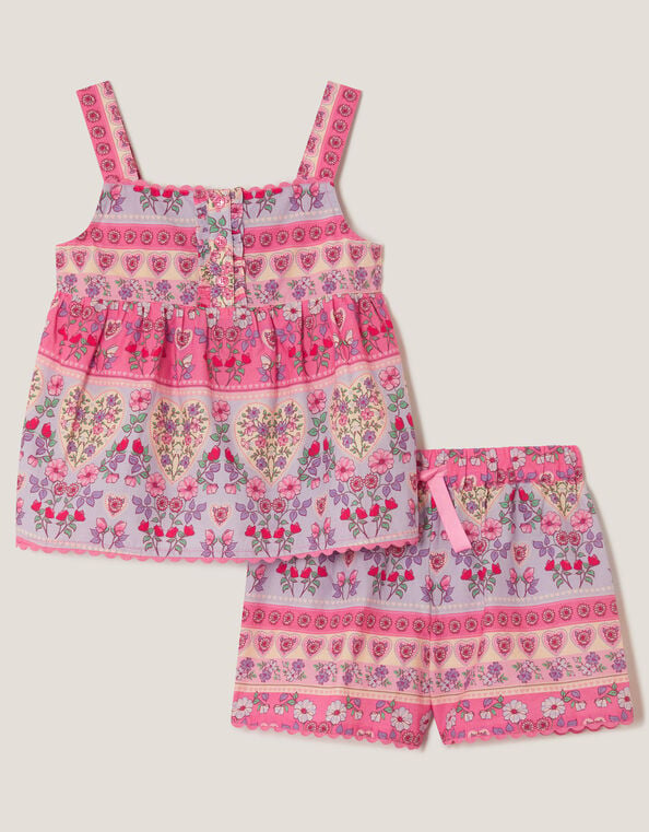 Floral Print Short Pajama Set, Multi (MULTI), large