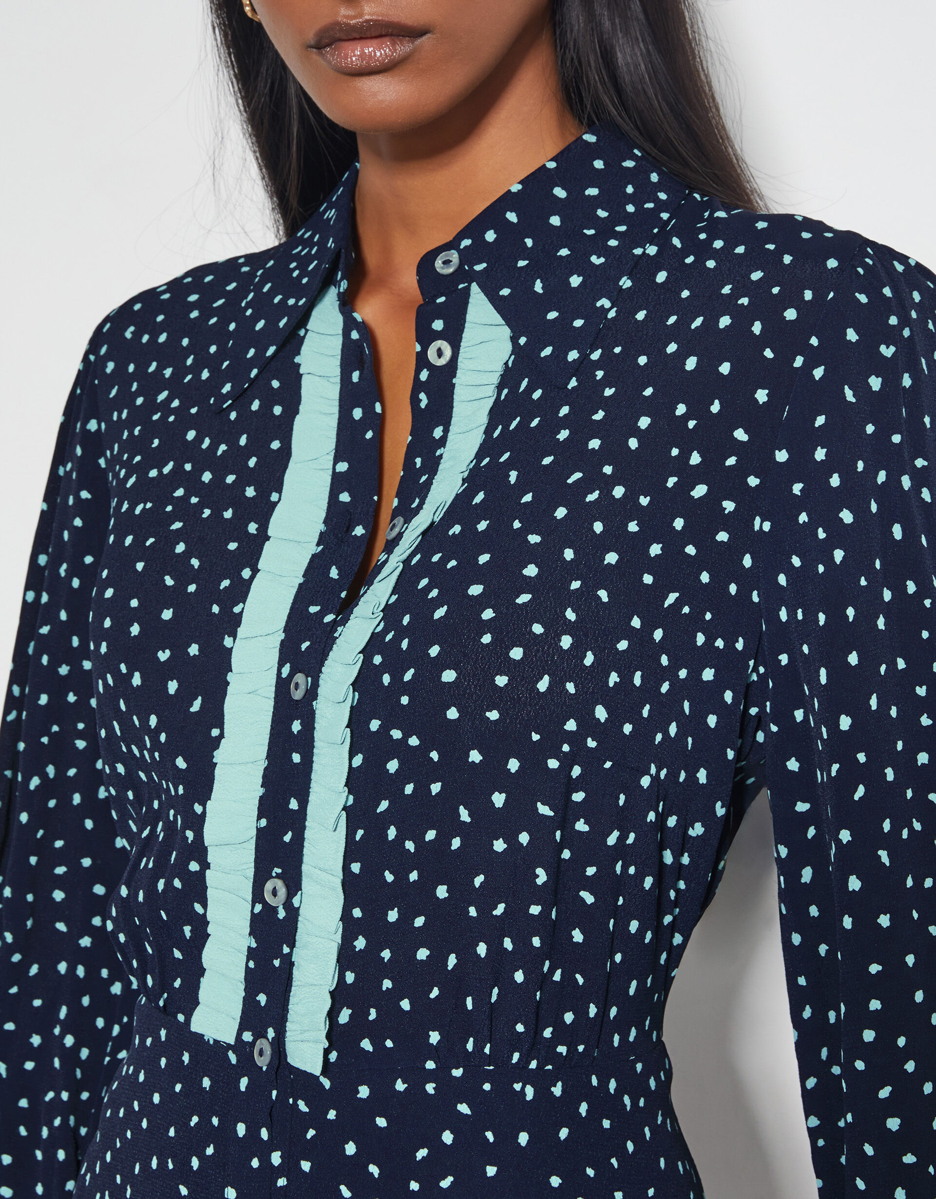 Navy spot shirt dress cheap