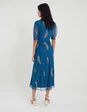 Melissa Feather Embellished Shirt Dress, Blue (AQUA), large