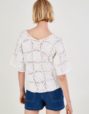 Crochet V-Front V-Back Jumper in Sustainable Cotton, Natural (NATURAL), large