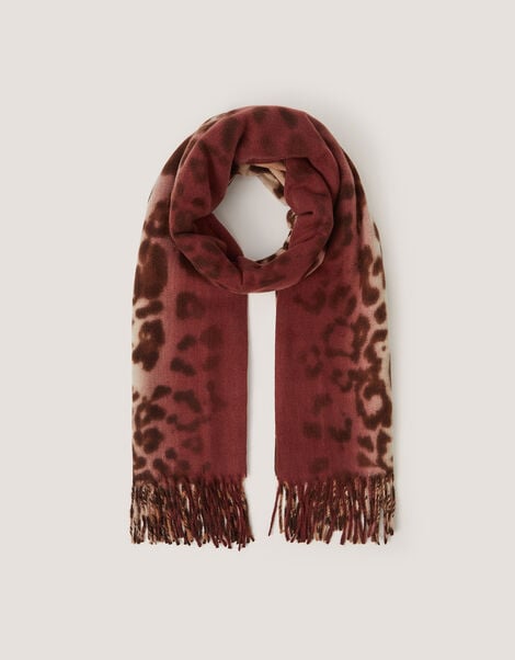 Archi Animal Print Tassel Scarf, Natural (NEUTRAL), large