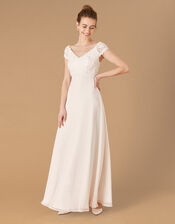 Sloane Lace Bodice Bardot Bridal Dress, Ivory (IVORY), large