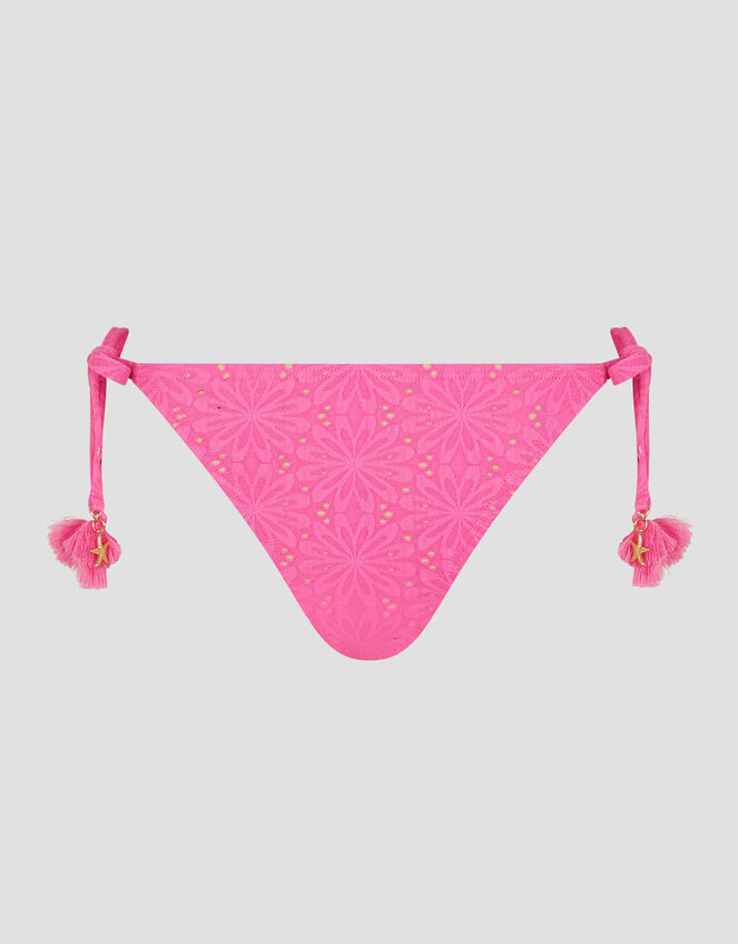 Kora Floral Tie-Strap Bikini Bottom, Pink (PINK), large