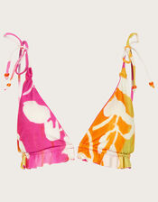 Abstract Print Frill Bikini Top, Pink (PINK), large