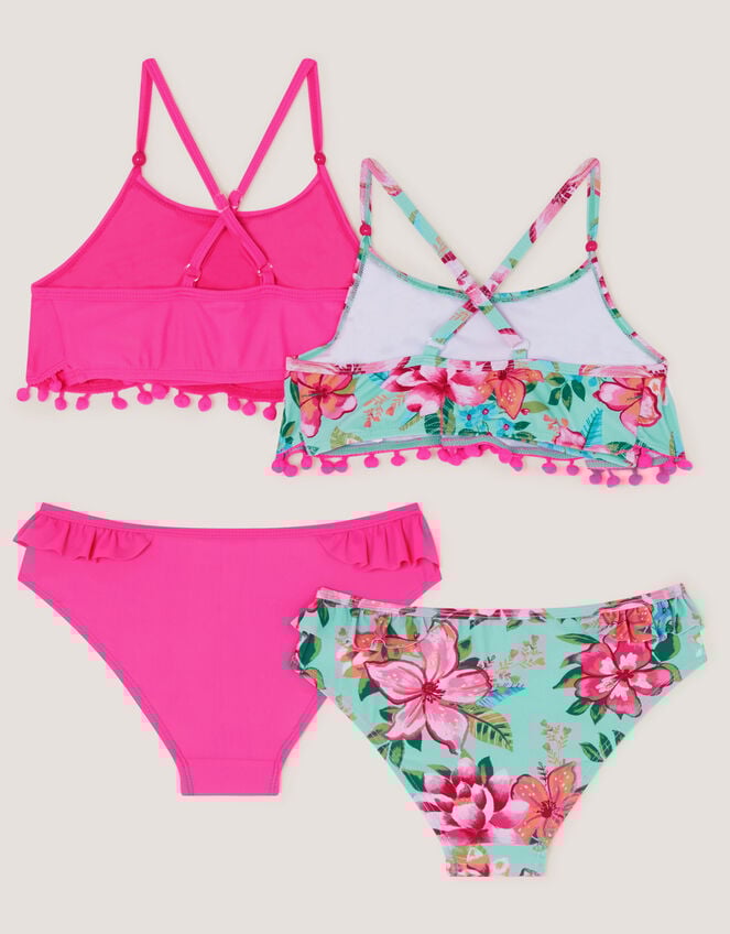 2-Pack Floral & Plain Bikini Sets, Multi (MULTI), large