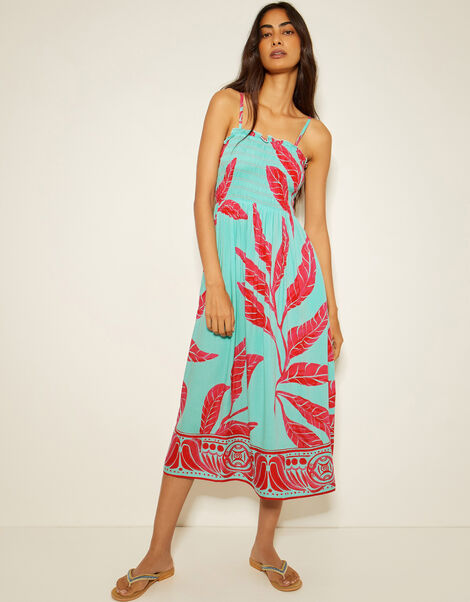 Pamela Palm Print Midi Sundress, Green (MINT), large