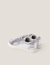 Glitter Metallic Trainers, Silver (SILVER), large