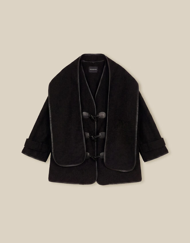 Mae Boucl&eacute; Coat & Scarf, Black (BLACK), large