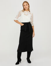 Claremont Denim Maxi Skirt with Sustainable Cotton, Black (BLACK), large
