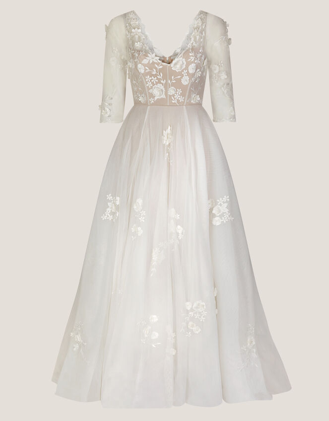 Lucy Embroidered Floral Maxi Wedding Dress, Ivory (IVORY), large