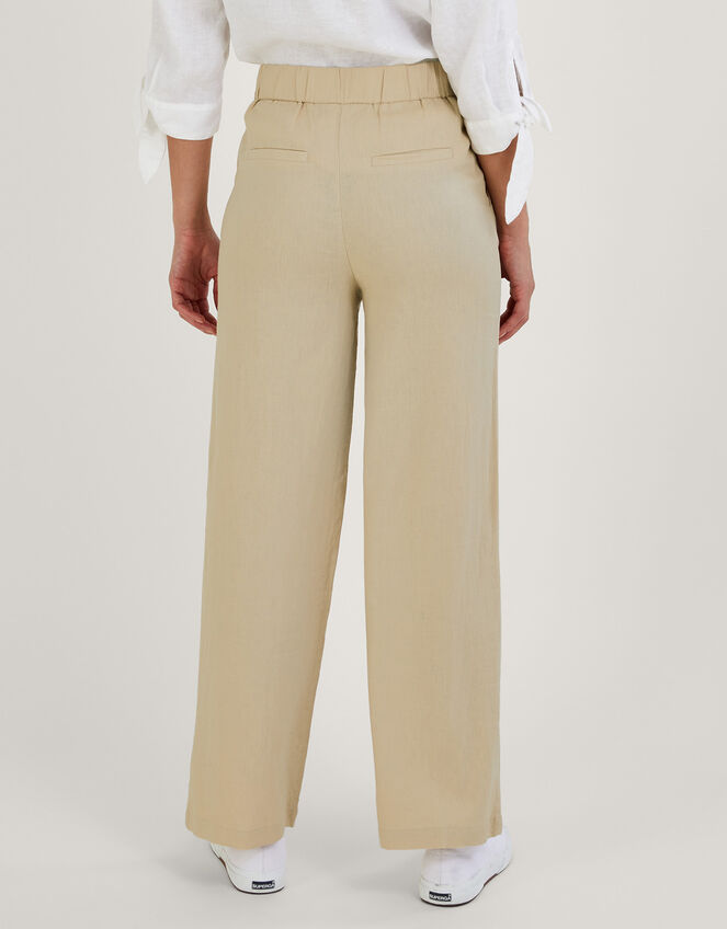 Jenny Shorter Length Trousers in Linen Blend, Natural (STONE), large