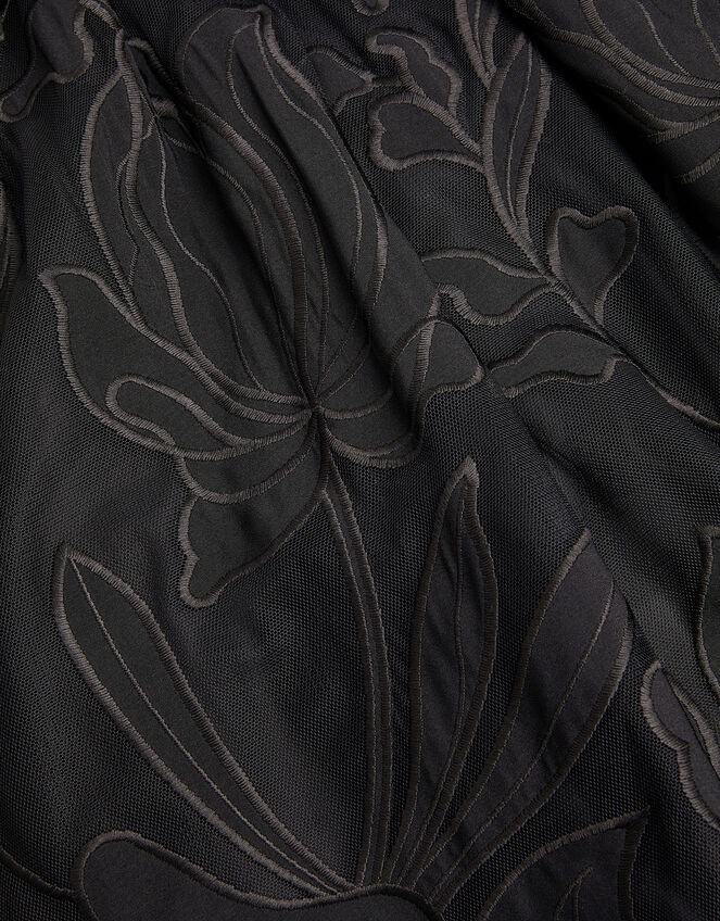 Floral Embroidered Maxi Party Dress, Black (BLACK), large
