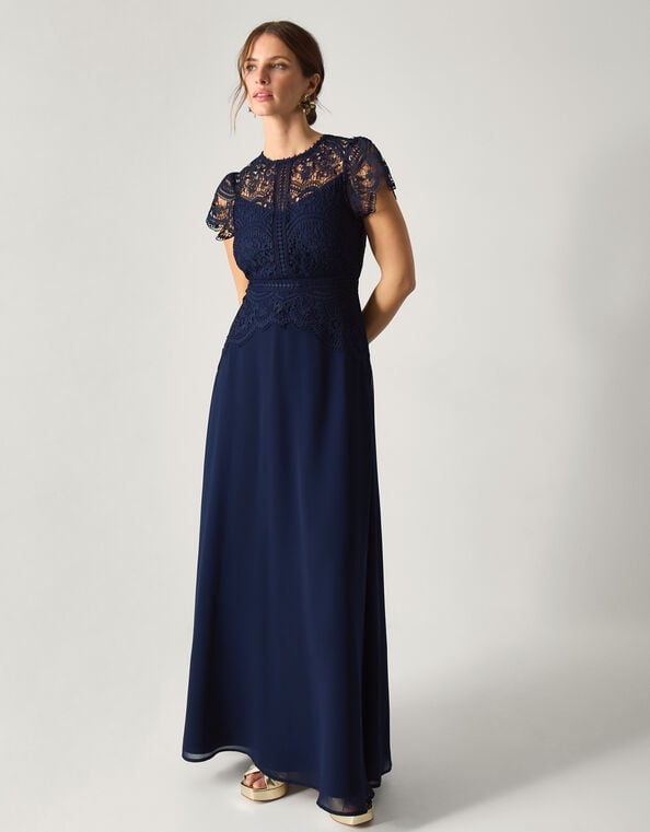 Monica Lace Bridesmaid Dress, Blue (NAVY), large