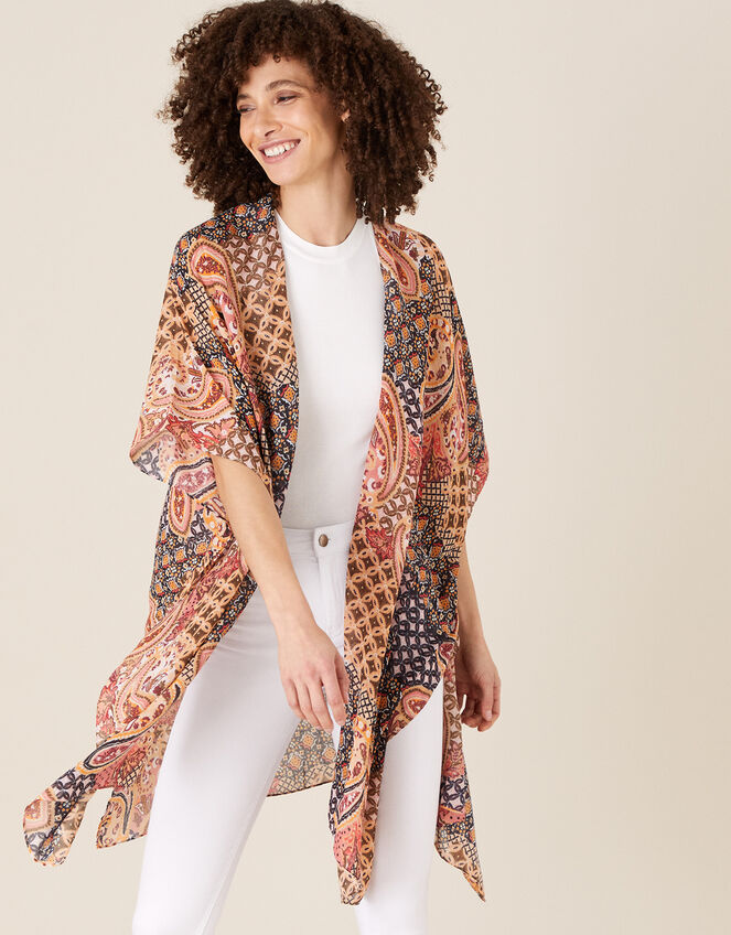 Heritage Print Longline Cover Up, , large