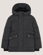 Water-Resistant Puffer Jacket, Black (BLACK), large