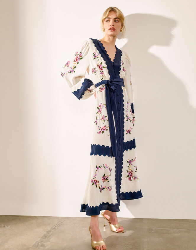 Emma Embroidered Dress, Ivory (IVORY), large