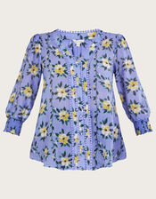 Annie Floral Blouse, Blue (BLUE), large