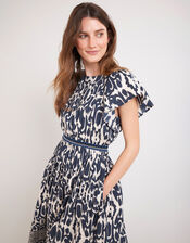 East Brenda Print Midi Dress, Blue (BLUE), large