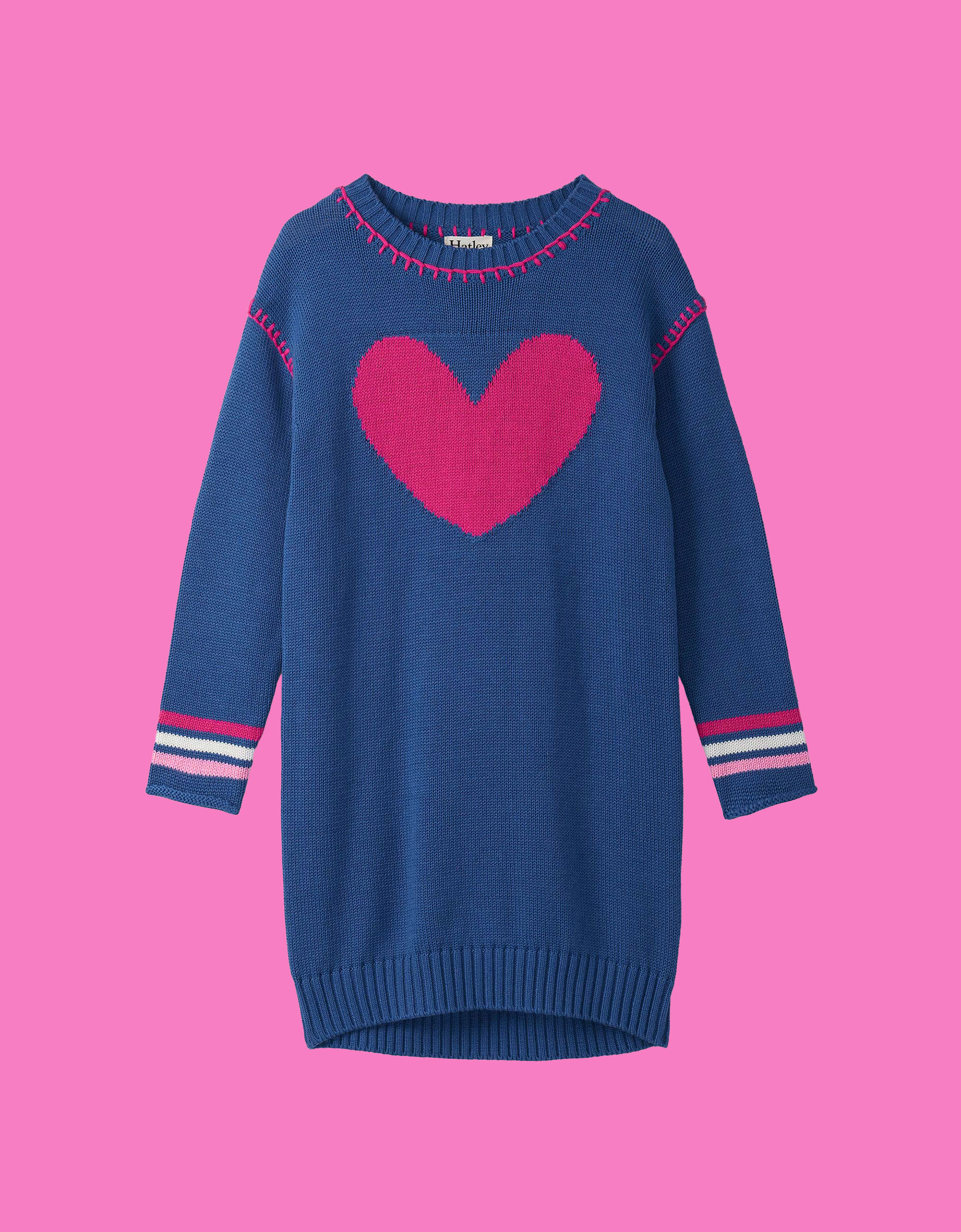 Hatley Heart Drop Shoulder Jumper Dress, Blue (BLUE), large