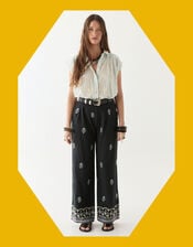 Maison Hotel Lolo Floral Straight-Leg Trousers, Black (BLACK), large