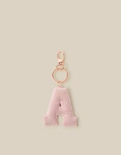 Embellished Velvet Initial Bag Charm, Pink (PINK), large