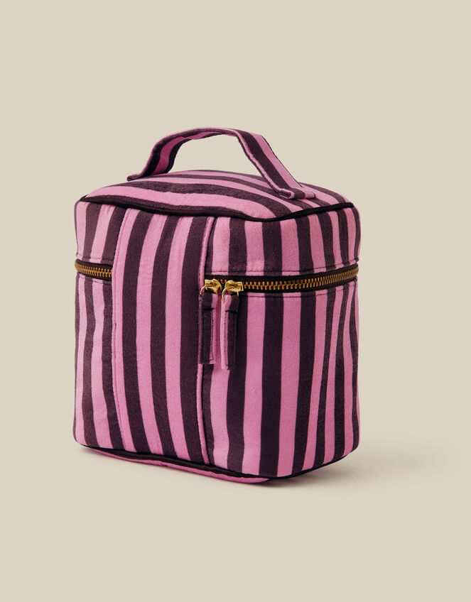 Initial Stripe Velvet Vanity Case, Multi (MULTI), large