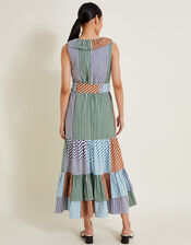 Carrie Stripe Ruffle Dress, Blue (BLUE), large
