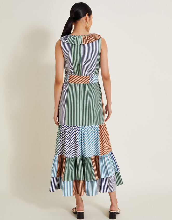 Carrie Stripe Ruffle Dress, Blue (BLUE), large