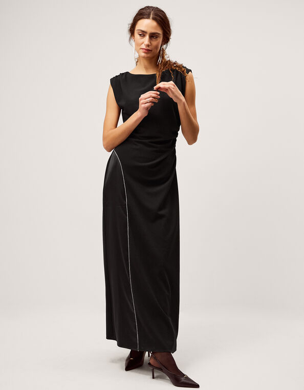 Tansy Sparkle Trim Jersey Maxi Dress, Black (BLACK), large