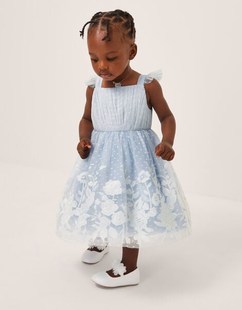 Baby Abigail Embroidered Party Dress, Blue (BLUE), large