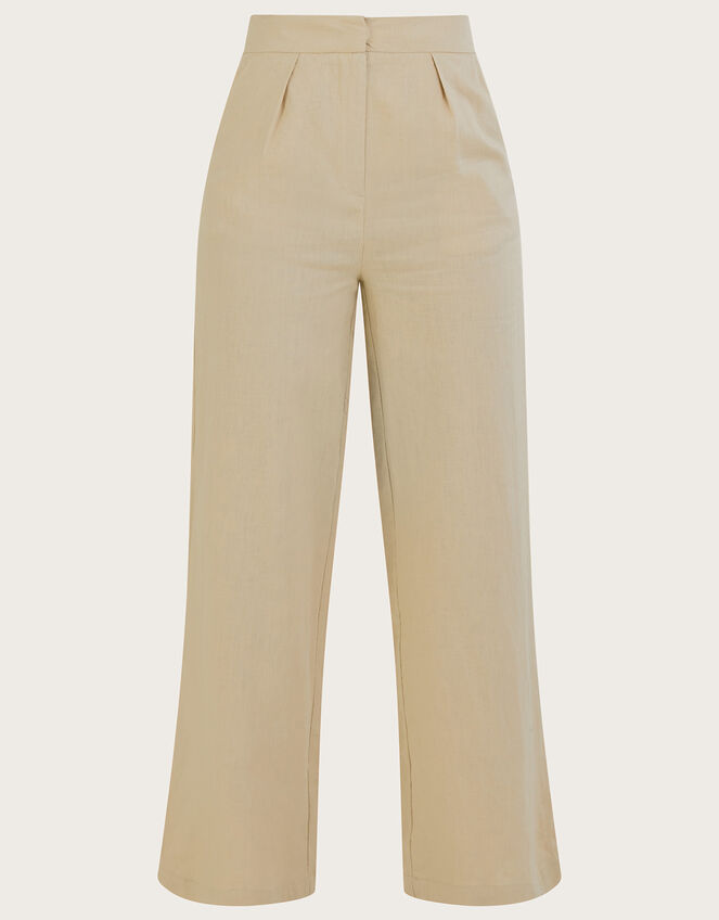 Jenny Shorter Length Trousers in Linen Blend, Natural (STONE), large