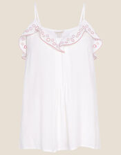Ruffled Embroidered Cami with LENZING™ ECOVERO™, Ivory (IVORY), large