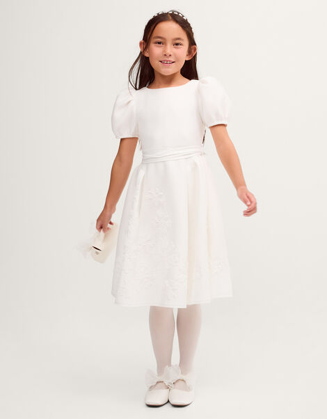 Josie Embellished Puff Sleeve Party Dress, Ivory (IVORY), large