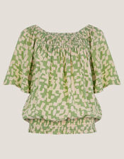 Ania Batik Print Top, Green (GREEN), large