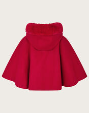 Baby Faux Fur Hooded Cape, Red (RED), large