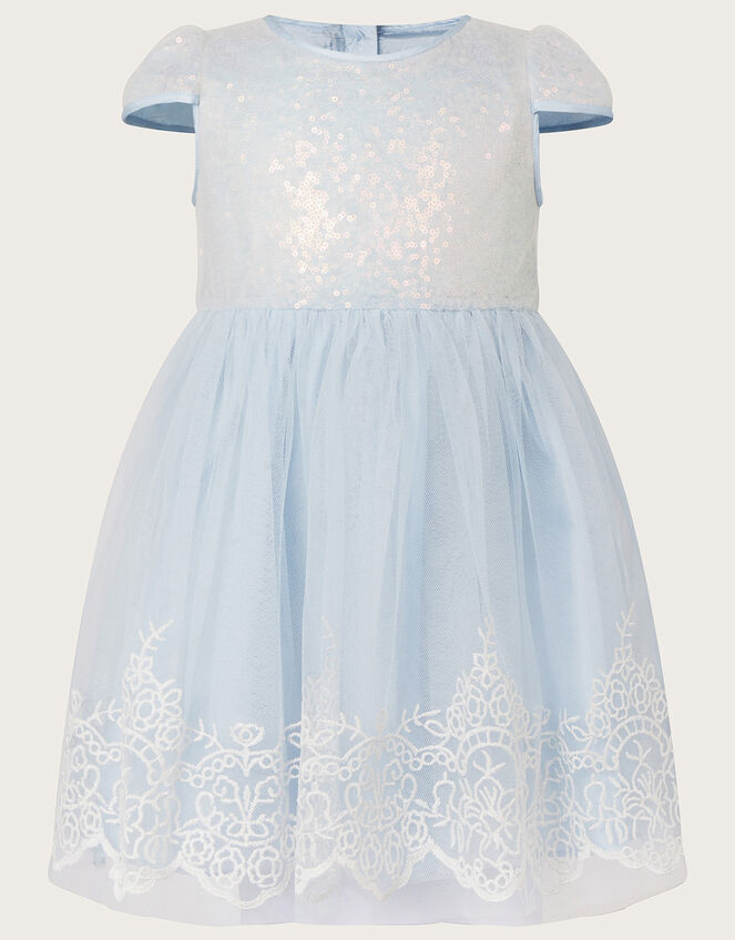 Baby Annelise Sequin Net Dress, Blue (PALE BLUE), large
