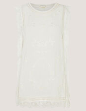 Taylor Sleeveless Embroidered Lace Top, White (WHITE), large