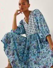 Aine Floral Print Mini Dress, Blue (BLUE), large