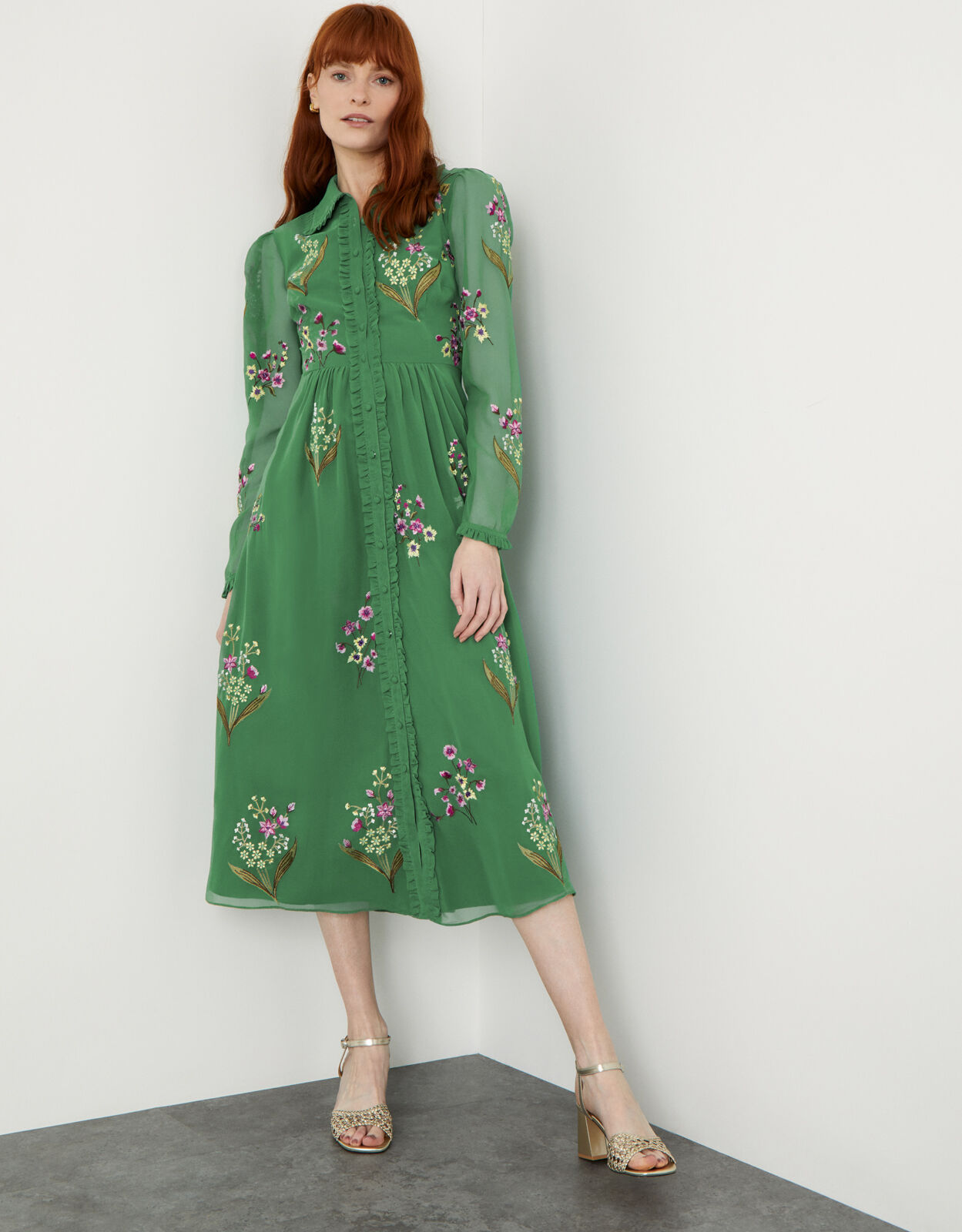 Maxine Shirt Dress Green | Evening 