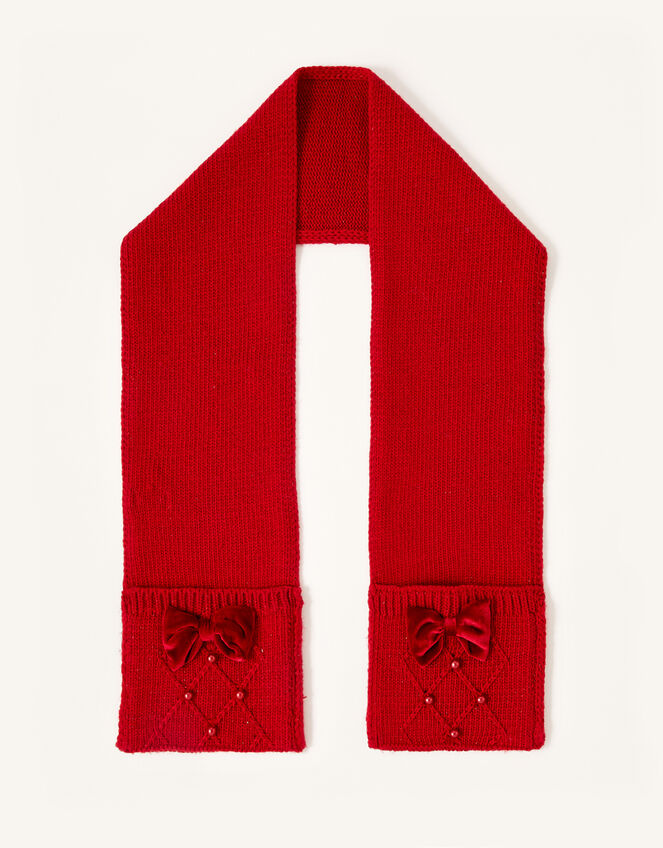 Ruby Pearl and Bow Scarf, , large